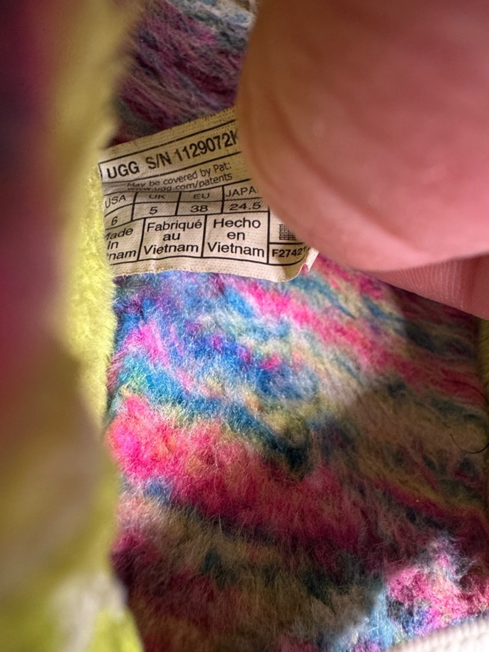 Ugg Fluff Yeah Slide Slippers Pixelate Size 6 Multicolor Tie Dye - Picture 4 of 6